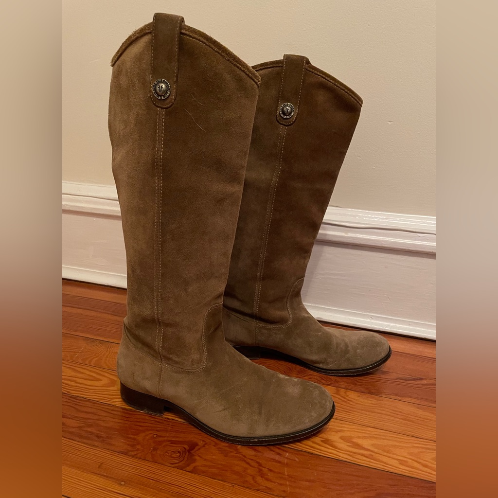 Frye Melissa Button Slate Leather Riding Boots Women’s Size 10 B